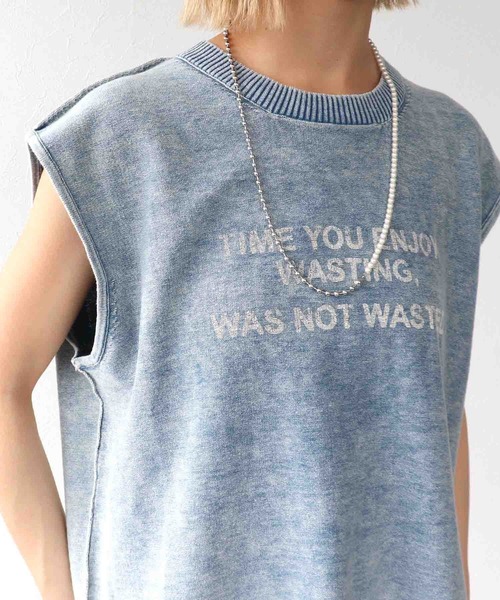 セール】ケミカルウォッシュロゴトップス（Tシャツ/カットソー