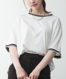 配色袖リブライン入りTシャツ