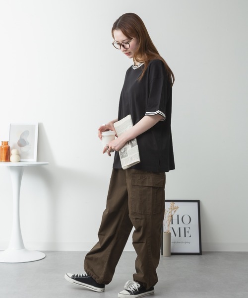 RCD(アールシーディー)の「配色袖リブライン入りTシャツ(Tシャツ/カットソー・レディース・ブラック/ホワイト・M-L/LL~3L/4L~5L)」の22枚目の写真