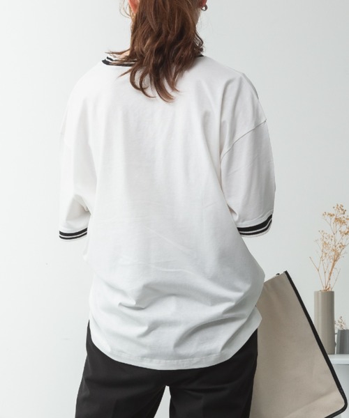 RCD(アールシーディー)の「配色袖リブライン入りTシャツ(Tシャツ/カットソー・レディース・ブラック/ホワイト・M-L/LL~3L/4L~5L)」の17枚目の写真