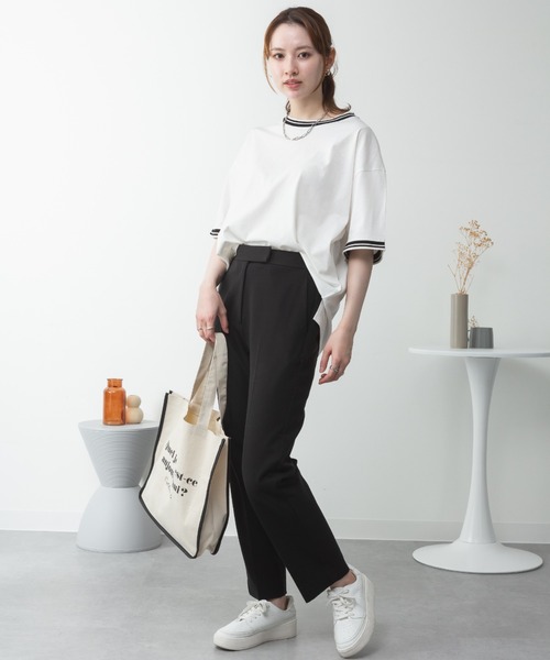 RCD(アールシーディー)の「配色袖リブライン入りTシャツ(Tシャツ/カットソー・レディース・ブラック/ホワイト・M-L/LL~3L/4L~5L)」の18枚目の写真
