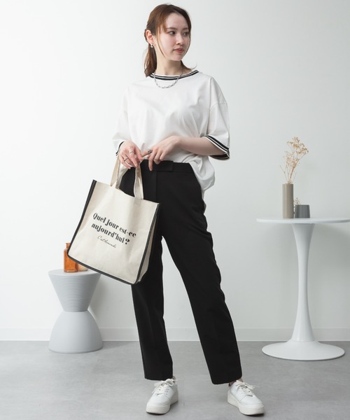 RCD(アールシーディー)の「配色袖リブライン入りTシャツ(Tシャツ/カットソー・レディース・ブラック/ホワイト・M-L/LL~3L/4L~5L)」の21枚目の写真