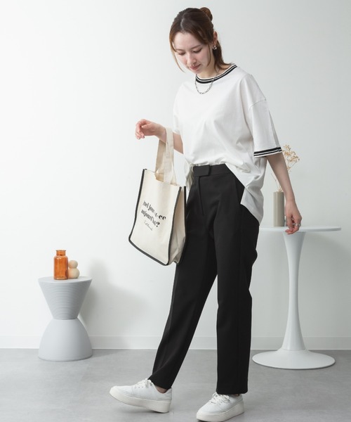 RCD(アールシーディー)の「配色袖リブライン入りTシャツ(Tシャツ/カットソー・レディース・ブラック/ホワイト・M-L/LL~3L/4L~5L)」の11枚目の写真