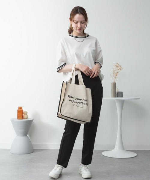 RCD(アールシーディー)の「配色袖リブライン入りTシャツ(Tシャツ/カットソー・レディース・ブラック/ホワイト・M-L/LL~3L/4L~5L)」の13枚目の写真