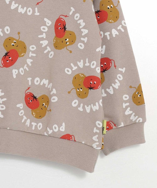 MAKE YOUR DAY（メイクユアデイ）の「トマポテト総柄裏毛トレーナー■80～140cm（スウェット・キッズ・ミント/ベージュ・130/120/100/90/80/140/110）」の7枚目の写真