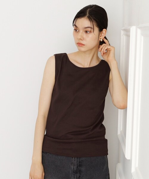 THE SHOP TK （ザ ショップ ティーケー ）の「【インナーに最適】2WAYスクエアタンク（タンクトップ・レディース・アイボリー/ブラック/カーキ/ダークブラウン・12/13）」の15枚目の写真