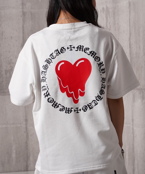 #MEMORY(メモリー)の「【MEMORY】ドリップハート スウェット S/S Tシャツ / Drip Heart Sweatshirt Short Sleeve T-Shirt / 【セットアップ 可能】(Tシャツ/カットソー・メンズ・ブラック系2/ホワイト/ブラック系1・M/L/XL)」の1枚目の写真