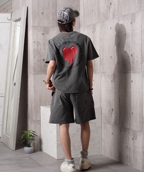 #MEMORY(メモリー)の「【MEMORY】ドリップハート スウェット S/S Tシャツ / Drip Heart Sweatshirt Short Sleeve T-Shirt / 【セットアップ 可能】(Tシャツ/カットソー・メンズ・ブラック系2/ホワイト/ブラック系1・M/L/XL)」の16枚目の写真