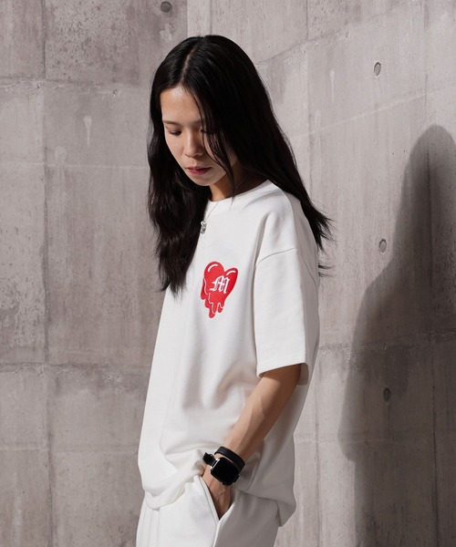 #MEMORY(メモリー)の「【MEMORY】ドリップハート スウェット S/S Tシャツ / Drip Heart Sweatshirt Short Sleeve T-Shirt / 【セットアップ 可能】(Tシャツ/カットソー・メンズ・ブラック系2/ホワイト/ブラック系1・M/L/XL)」の9枚目の写真