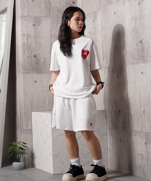 #MEMORY(メモリー)の「【MEMORY】ドリップハート スウェット S/S Tシャツ / Drip Heart Sweatshirt Short Sleeve T-Shirt / 【セットアップ 可能】(Tシャツ/カットソー・メンズ・ブラック系2/ホワイト/ブラック系1・M/L/XL)」の11枚目の写真