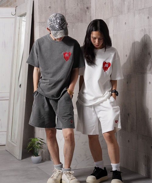 #MEMORY(メモリー)の「【MEMORY】ドリップハート スウェット S/S Tシャツ / Drip Heart Sweatshirt Short Sleeve T-Shirt / 【セットアップ 可能】(Tシャツ/カットソー・メンズ・ブラック系2/ホワイト/ブラック系1・M/L/XL)」の5枚目の写真