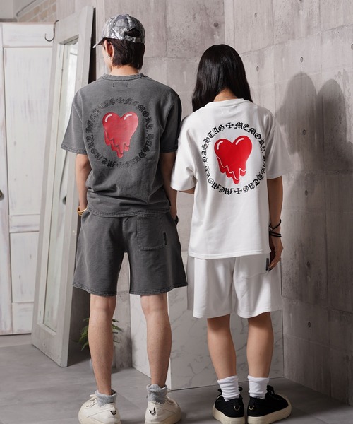 #MEMORY(メモリー)の「【MEMORY】ドリップハート スウェット S/S Tシャツ / Drip Heart Sweatshirt Short Sleeve T-Shirt / 【セットアップ 可能】(Tシャツ/カットソー・メンズ・ブラック系2/ホワイト/ブラック系1・M/L/XL)」の6枚目の写真