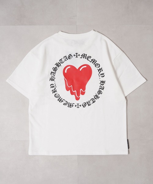 #MEMORY(メモリー)の「【MEMORY】ドリップハート スウェット S/S Tシャツ / Drip Heart Sweatshirt Short Sleeve T-Shirt / 【セットアップ 可能】(Tシャツ/カットソー・メンズ・ブラック系2/ホワイト/ブラック系1・M/L/XL)」の8枚目の写真