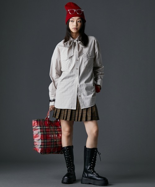 GEVS.(ジェイヴィス)の「チェックプリーツミニスカート<大きいサイズ有>GEVS.(スカート・レディース・ブラウン系/ブラック系・5L/4L/3L/LL/L/M)」の4枚目の写真