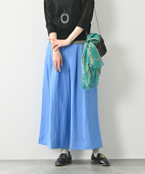 aunt lily(アントリリー)の「フレンチリネン混タックストレートパンツ|リネン混|タックパンツ|落ち感|きれいめ|カジュアル|大人スタイル(その他パンツ・レディース・ブラック/ブルー/キナリ・M/L/LL/3L/S)」の1枚目の写真