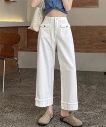TOGA ARCHIVES フリンジ付きホワイトパンツ レディースツータックパンツ/股下フリー[女性用](01-WH10642