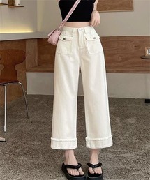 TOGA ARCHIVES フリンジ付きホワイトパンツ TOGA(トーガ)｜Velvet print pants(ベルベッドプリントパンツ
