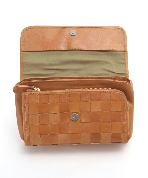 zucchero filato ズッケロフィラート 48919 編み込み 被せ財布バッグ  