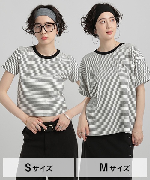 GEORGE'S(ジョージズ)の「リンガーボーダーTシャツ(Tシャツ/カットソー・レディース・ブルー系/イエロー系/ホワイト×ブラック/ブラウン系・SMALL/MEDIUM)」の1枚目の写真