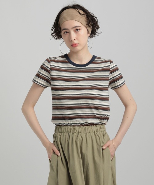 GEORGE'S(ジョージズ)の「リンガーボーダーTシャツ(Tシャツ/カットソー・レディース・ブルー系/イエロー系/ホワイト×ブラック/ブラウン系・SMALL/MEDIUM)」の22枚目の写真