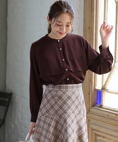 Honeys(ハニーズ)の「ケープ風ブラウス(シャツ/ブラウス・レディース・ブラウン/ホワイト/グレイッシュベージュ/ブラック・L/LL/M/S/3L)」の4枚目の写真