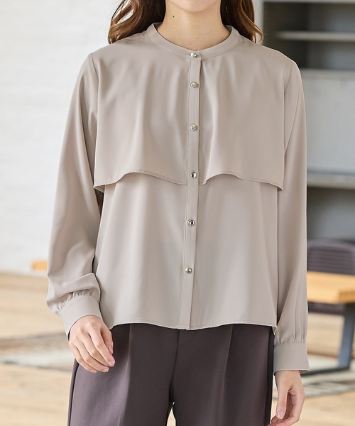 Honeys(ハニーズ)の「ケープ風ブラウス(シャツ/ブラウス・レディース・ブラウン/ホワイト/グレイッシュベージュ/ブラック・L/LL/M/S/3L)」の6枚目の写真