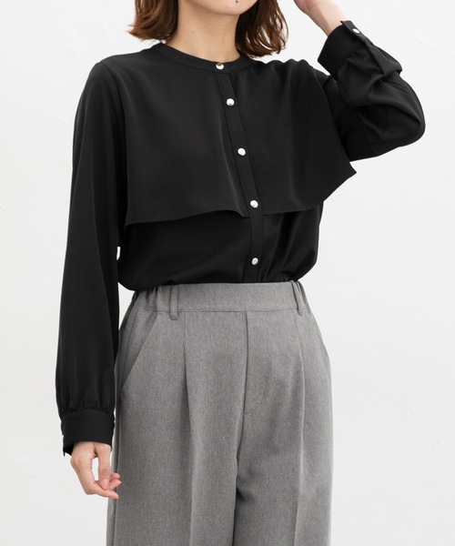 Honeys(ハニーズ)の「ケープ風ブラウス(シャツ/ブラウス・レディース・ブラウン/ホワイト/グレイッシュベージュ/ブラック・L/LL/M/S/3L)」の19枚目の写真