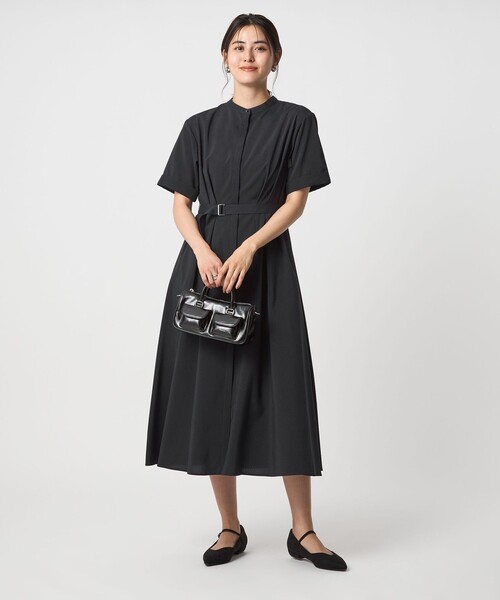 セール】ウエスト ベルト ショートスリーブ ワンピース -マシン