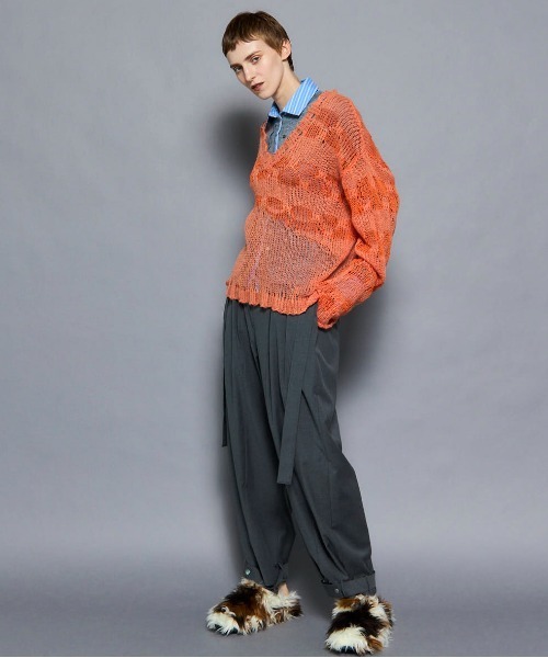 V-neck Low Gauge Pullover Knit/Vネックローゲージプルオーバーニット
