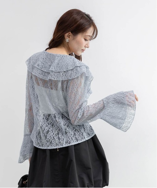 RANDA(ランダ)の「ラッフルレースフリルブラウス(シャツ/ブラウス・レディース・ブラック/ブルー/ホワイト・FREE)」の15枚目の写真