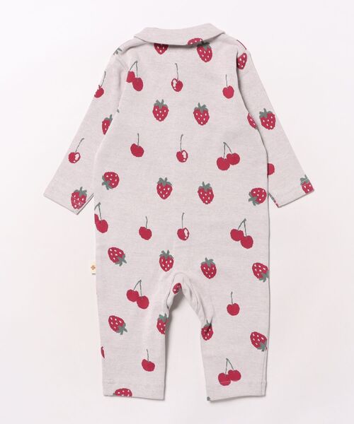 HAKKA BABY（ハッカベビー）の「[ベビー]フルーツジャカード長袖カバーオール（ロンパース・キッズ・キナリ/ピンク・80ｃｍ/70cm）」の3枚目の写真