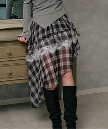 3.3 Field Trip／チェックイレヘムレイヤードスカート