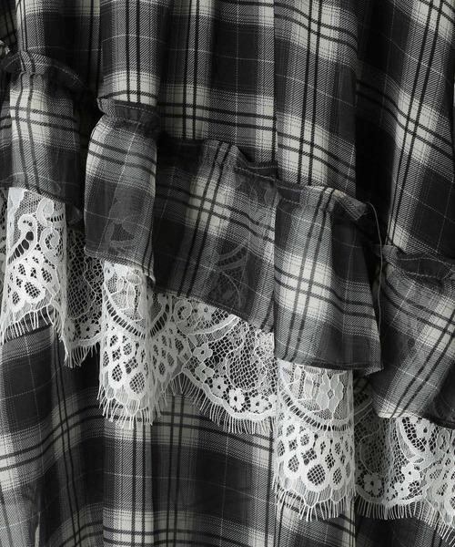 3.3 Field Trip （3.3フィールドトリップ）の「3.3 Field Trip／チェックイレヘムレイヤードスカート（スカート・レディース・ブラック/ブラウン・FREE）」の4枚目の写真