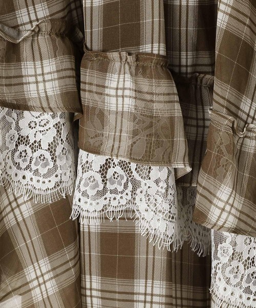 3.3 Field Trip （3.3フィールドトリップ）の「3.3 Field Trip／チェックイレヘムレイヤードスカート（スカート・レディース・ブラック/ブラウン・FREE）」の3枚目の写真