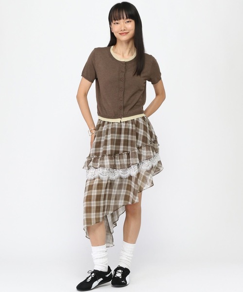 3.3 Field Trip （3.3フィールドトリップ）の「3.3 Field Trip／チェックイレヘムレイヤードスカート（スカート・レディース・ブラック/ブラウン・FREE）」の20枚目の写真