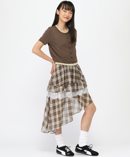 3.3 Field Trip （3.3フィールドトリップ）の「3.3 Field Trip／チェックイレヘムレイヤードスカート（スカート・レディース・ブラック/ブラウン・FREE）」の19枚目の写真