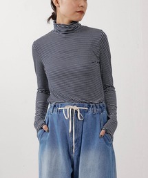 ボーダータートルネックカットソー