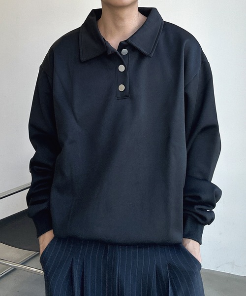 UNDERSTATEMENTs（アンダーステイトメント）の「【ユニセックス】シルバーボタンポロシャツ（ポロシャツ・メンズ・グレー/ブラック・MEDIUM/LARGE）」の6枚目の写真