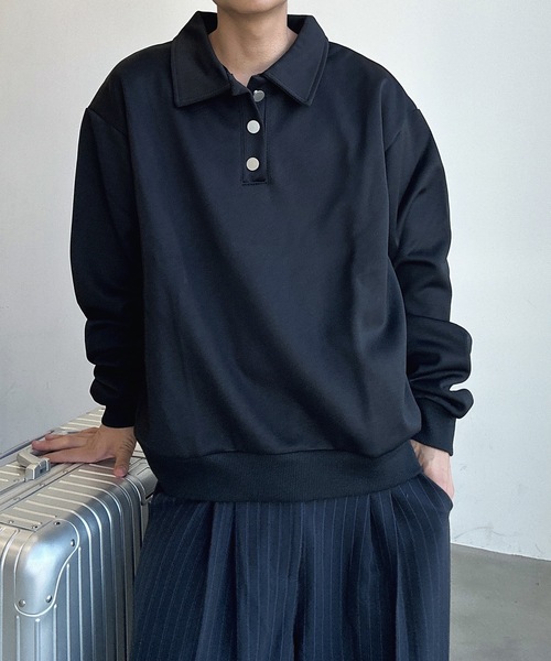 UNDERSTATEMENTs（アンダーステイトメント）の「【ユニセックス】シルバーボタンポロシャツ（ポロシャツ・メンズ・グレー/ブラック・MEDIUM/LARGE）」の10枚目の写真