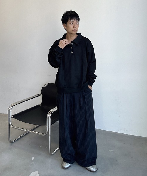UNDERSTATEMENTs（アンダーステイトメント）の「【ユニセックス】シルバーボタンポロシャツ（ポロシャツ・メンズ・グレー/ブラック・MEDIUM/LARGE）」の17枚目の写真