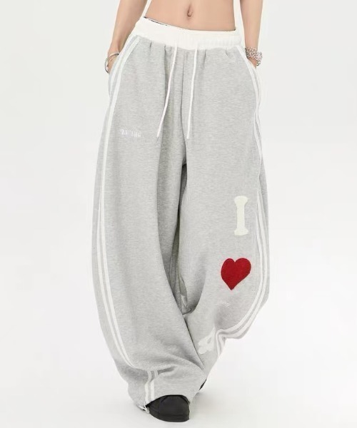 ハート＆フラワーパッチワイドパンツ