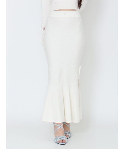 EATME（イートミー）の「【SETUP着用可】クロスケーブルニットスカート（スカート・レディース・オレンジ/オフホワイト/グレー/ブラック・FREE）」の2枚目の写真