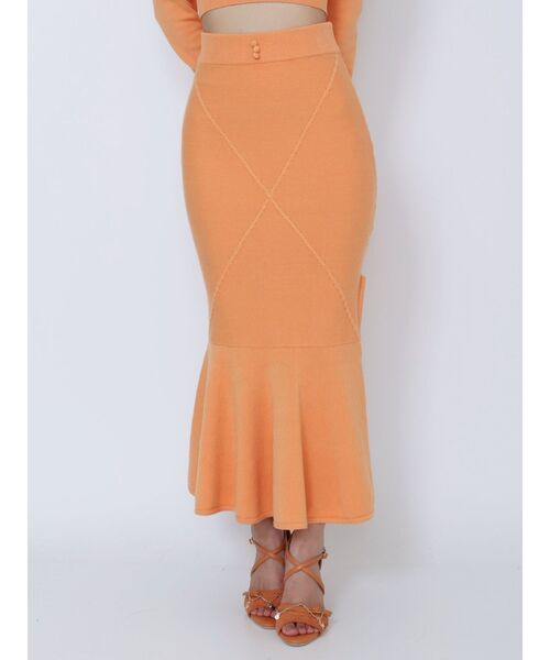 EATME（イートミー）の「【SETUP着用可】クロスケーブルニットスカート（スカート・レディース・オレンジ/オフホワイト/グレー/ブラック・FREE）」の14枚目の写真