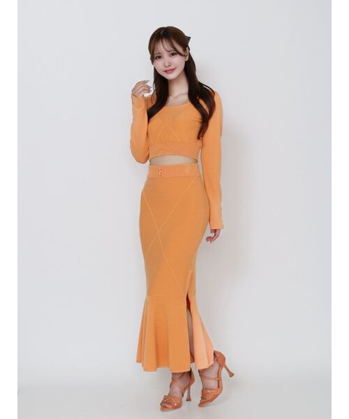 EATME（イートミー）の「【SETUP着用可】クロスケーブルニットスカート（スカート・レディース・オレンジ/オフホワイト/グレー/ブラック・FREE）」の15枚目の写真