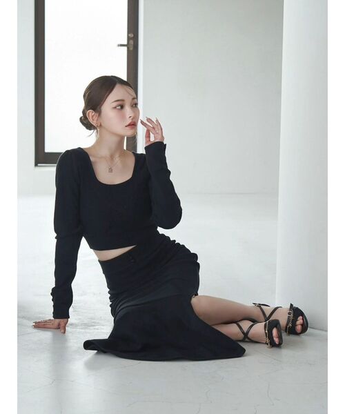 EATME（イートミー）の「【SETUP着用可】クロスケーブルニットスカート（スカート・レディース・オレンジ/オフホワイト/グレー/ブラック・FREE）」の17枚目の写真