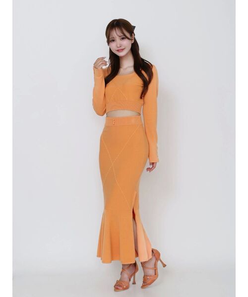 EATME（イートミー）の「【SETUP着用可】クロスケーブルニットスカート（スカート・レディース・オレンジ/オフホワイト/グレー/ブラック・FREE）」の21枚目の写真