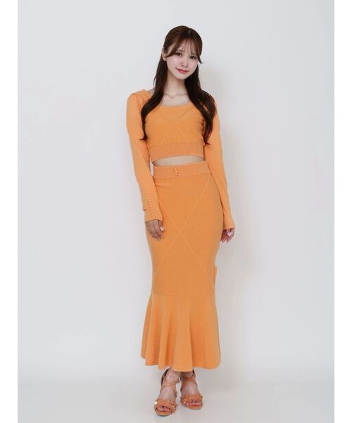 EATME（イートミー）の「【SETUP着用可】クロスケーブルニットスカート（スカート・レディース・オレンジ/オフホワイト/グレー/ブラック・FREE）」の22枚目の写真