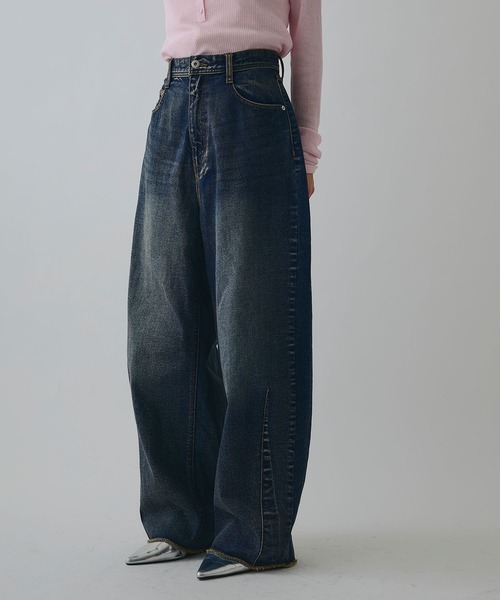 ELLEgirl（エルガール）の「ブルージュデニムパンツ（デニムパンツ・レディース・インディゴブルー/ブラウン・S/M/L）」の2枚目の写真