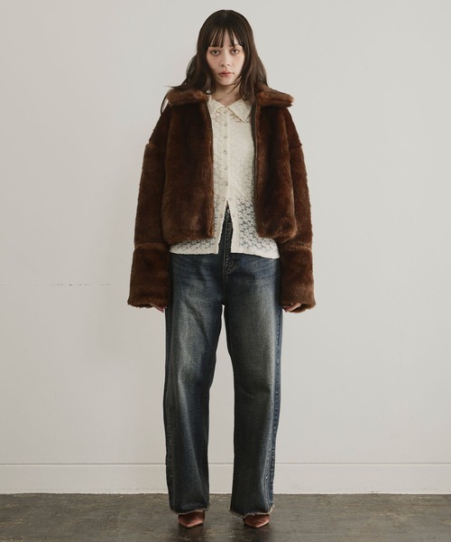 ELLEgirl（エルガール）の「ブルージュデニムパンツ（デニムパンツ・レディース・インディゴブルー/ブラウン・S/M/L）」の3枚目の写真