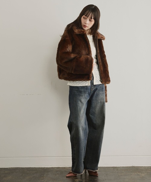 ELLEgirl（エルガール）の「ブルージュデニムパンツ（デニムパンツ・レディース・インディゴブルー/ブラウン・S/M/L）」の4枚目の写真